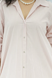 Robe chemise rose rayé