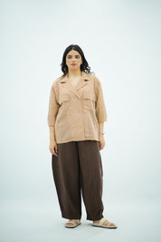 Chemise oversize rayée à double boutonnage