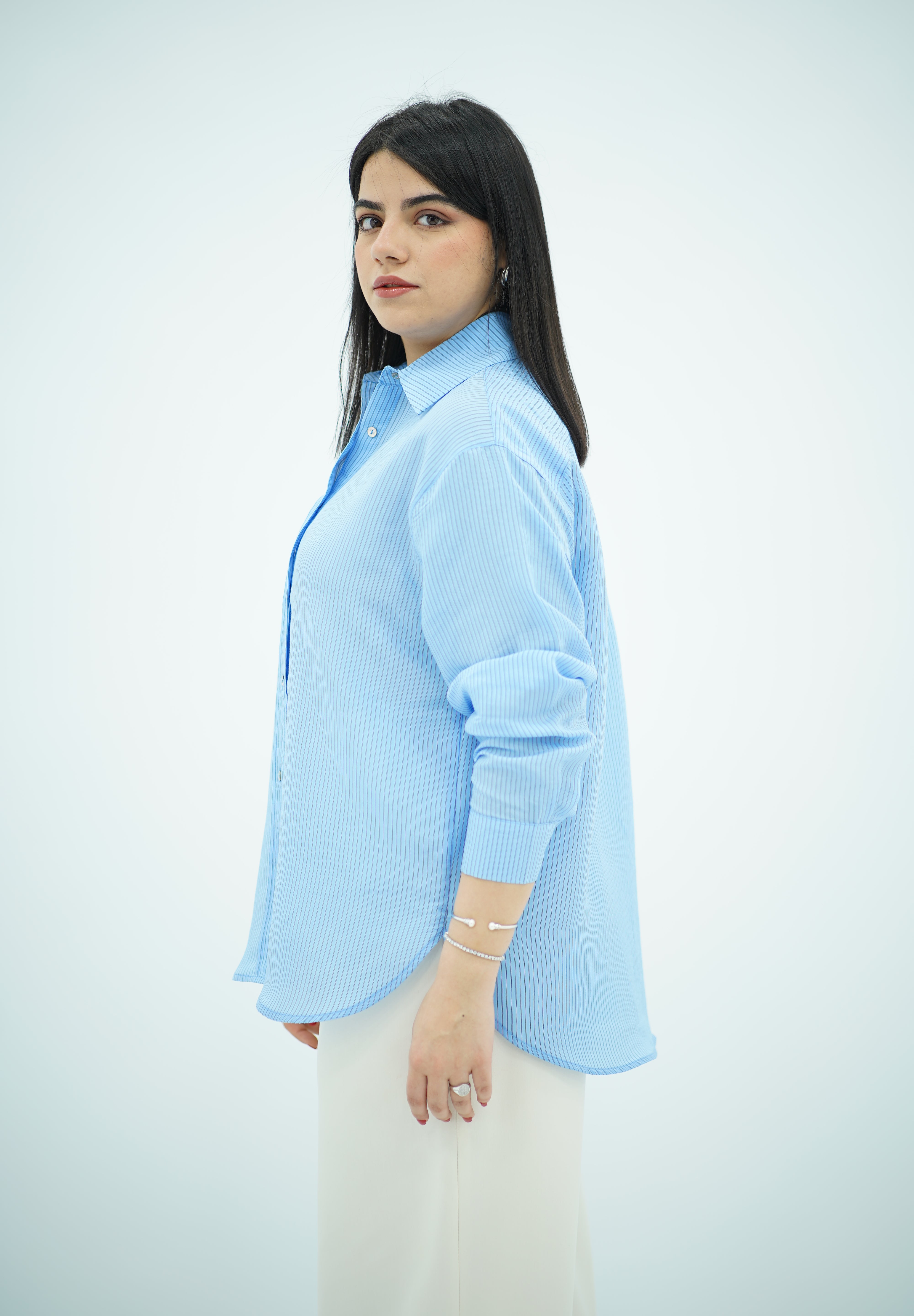 Chemise Bleu ciel rayé - en Popeline