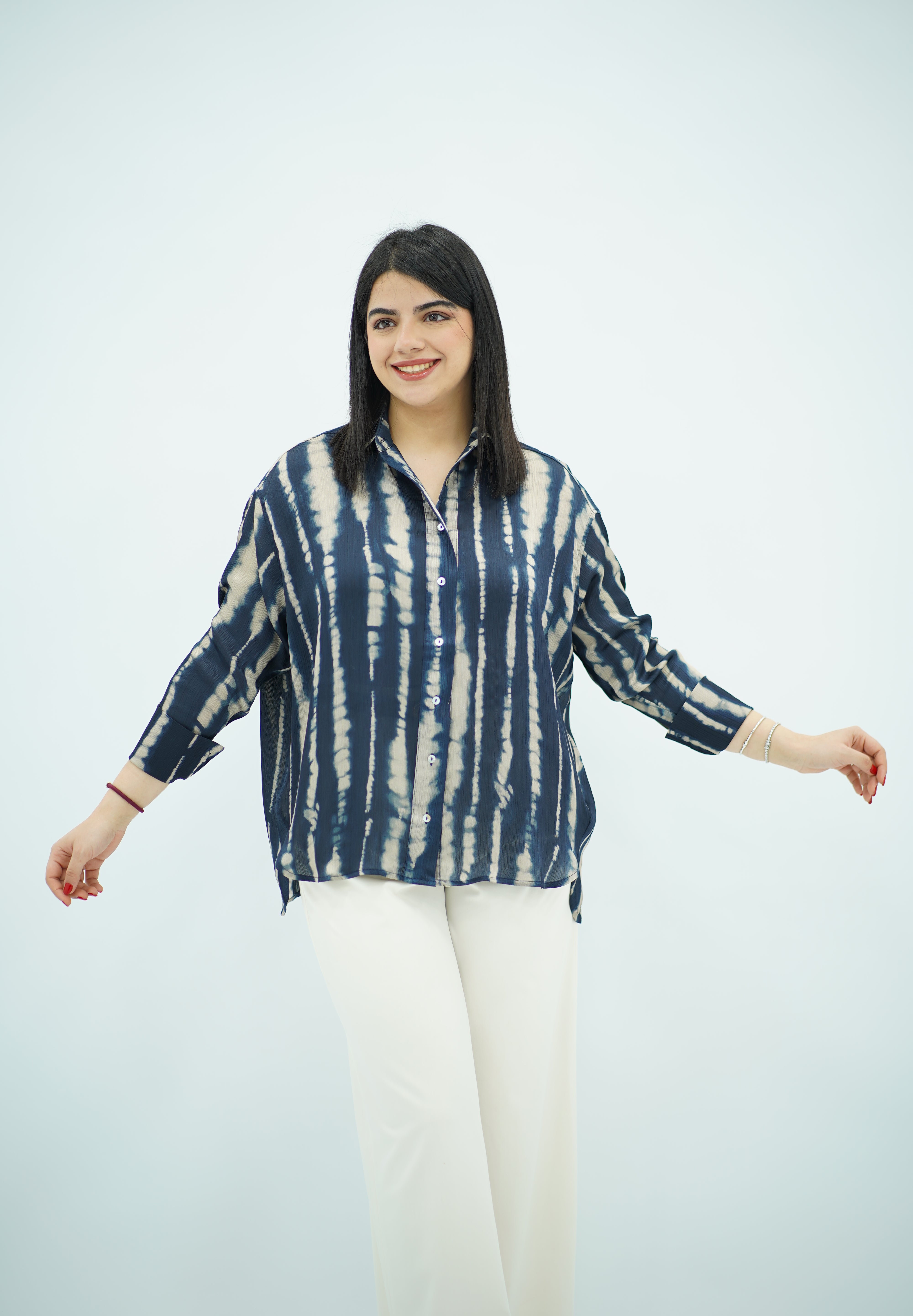 Chemise imprimée - Bleu nuit & beige