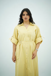 Robe Longue en popeline Jaune