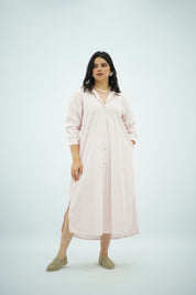 Robe chemise rose rayé
