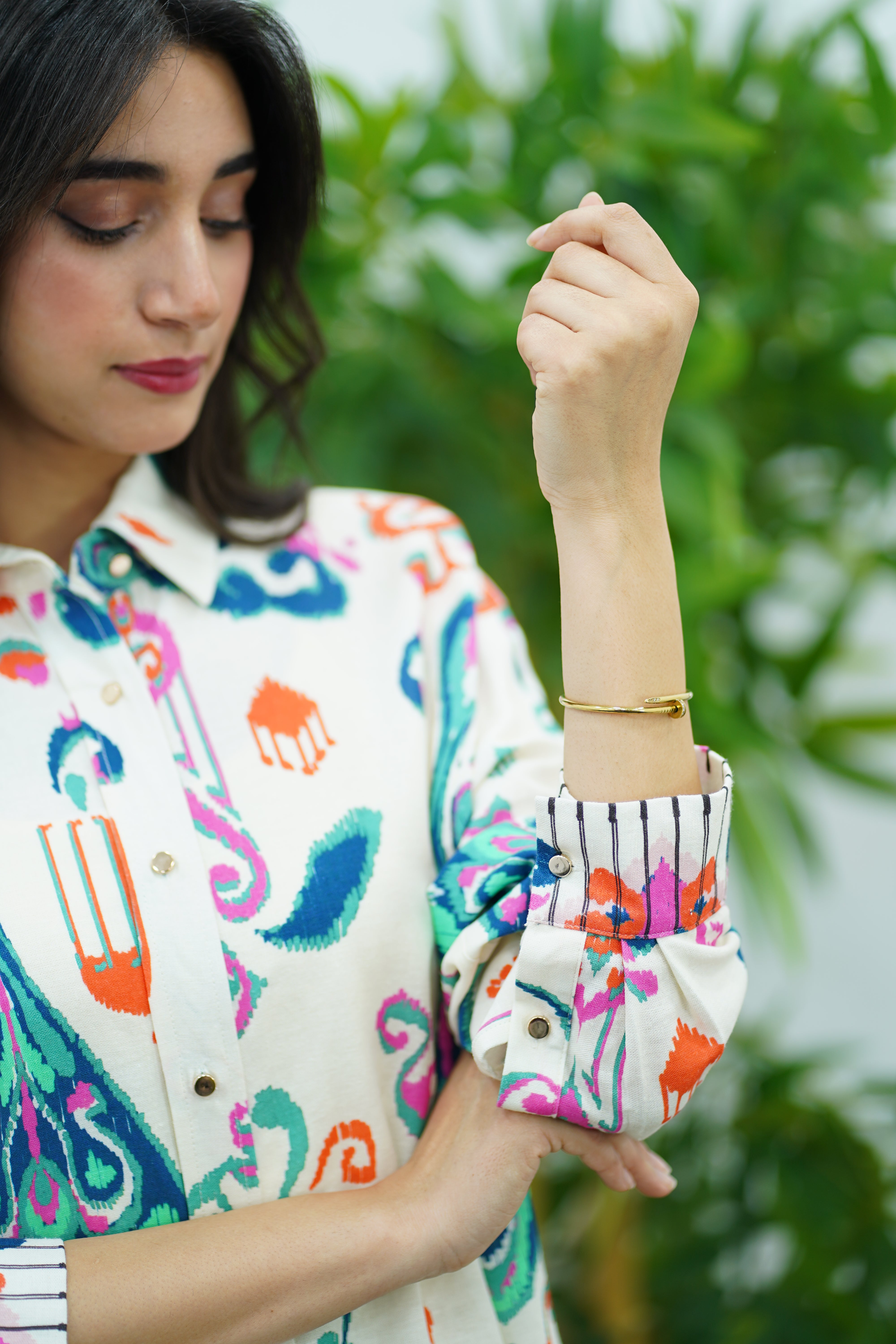Chemise en Lin à Motifs Ikat