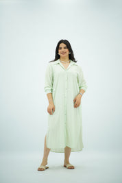 Robe chemise fluide vert eau