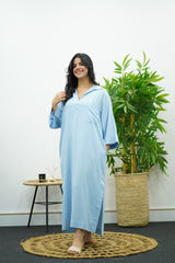Robe Gandoura décontractée bleu ciel