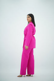 Tailleur Fuchsia Vif Ceinturé