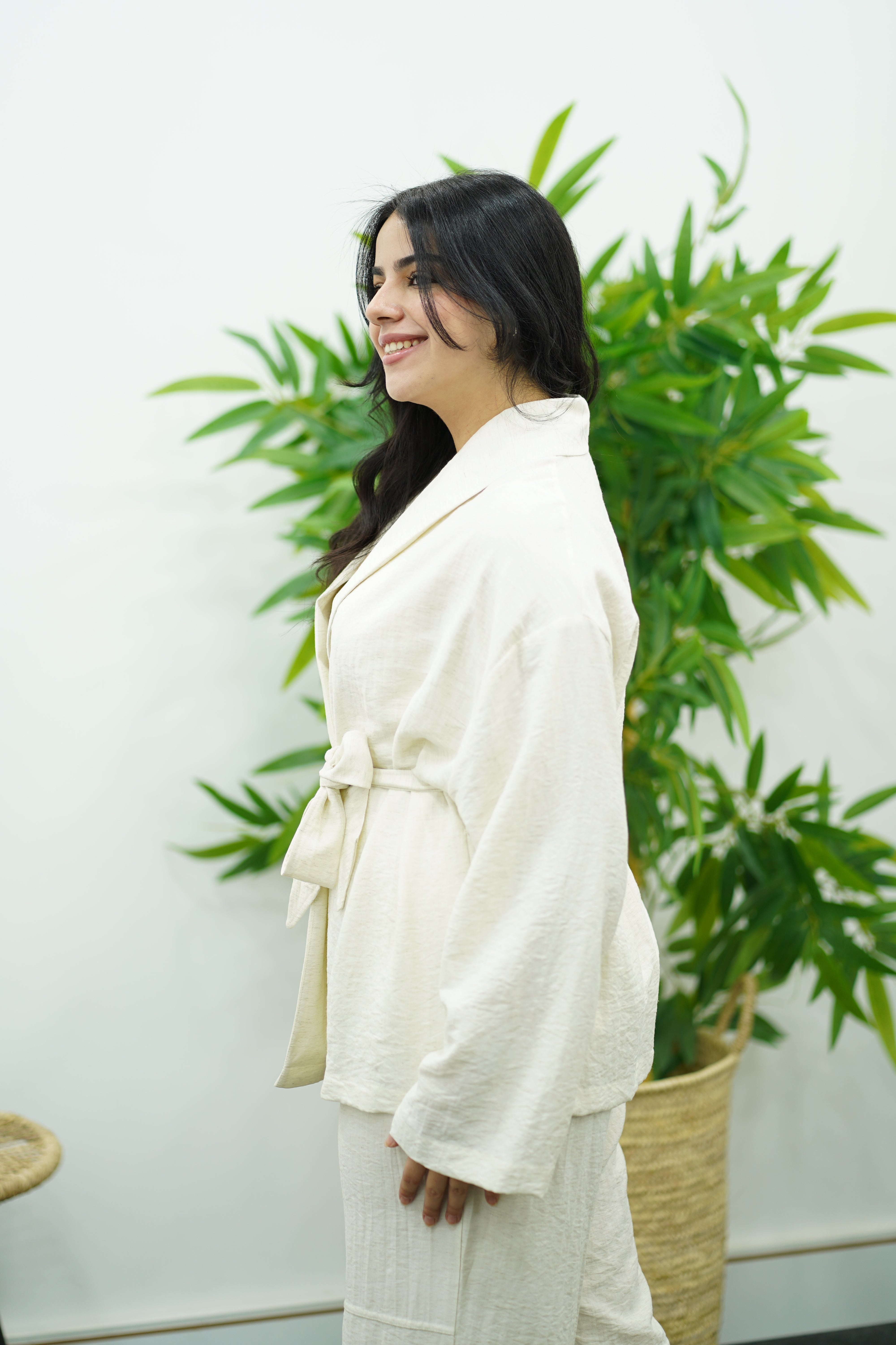 Ensemble Fluide Style Kimono - blanc cassé