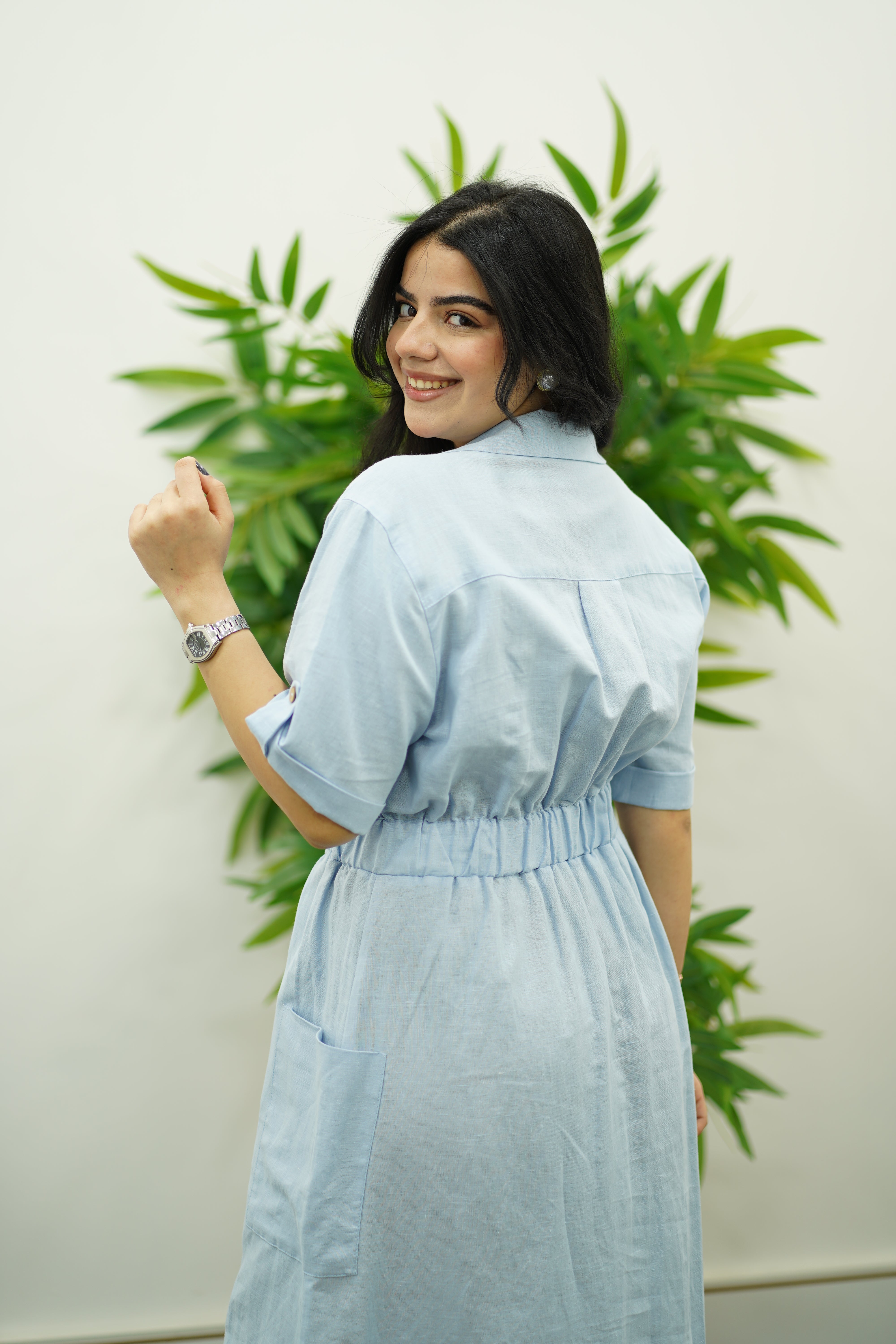 Robe En Lin - Bleu Ciel