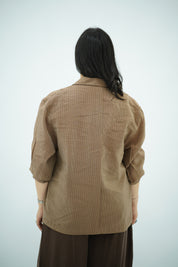 Chemise Fluide à Poches – Marron rayé