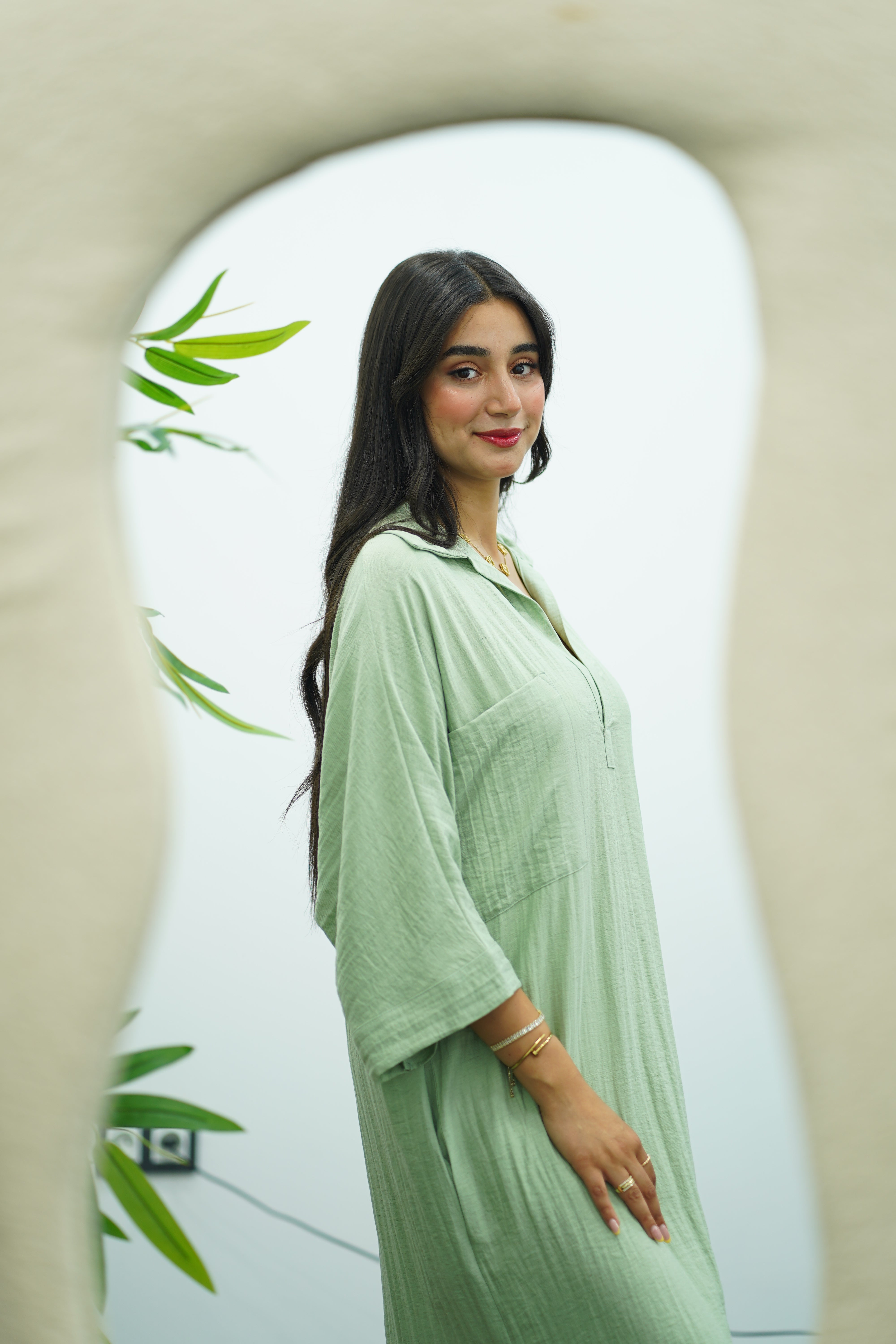 Robe Gandoura En crêpe- Vert eau