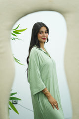 Robe Gandoura En crêpe- Vert eau
