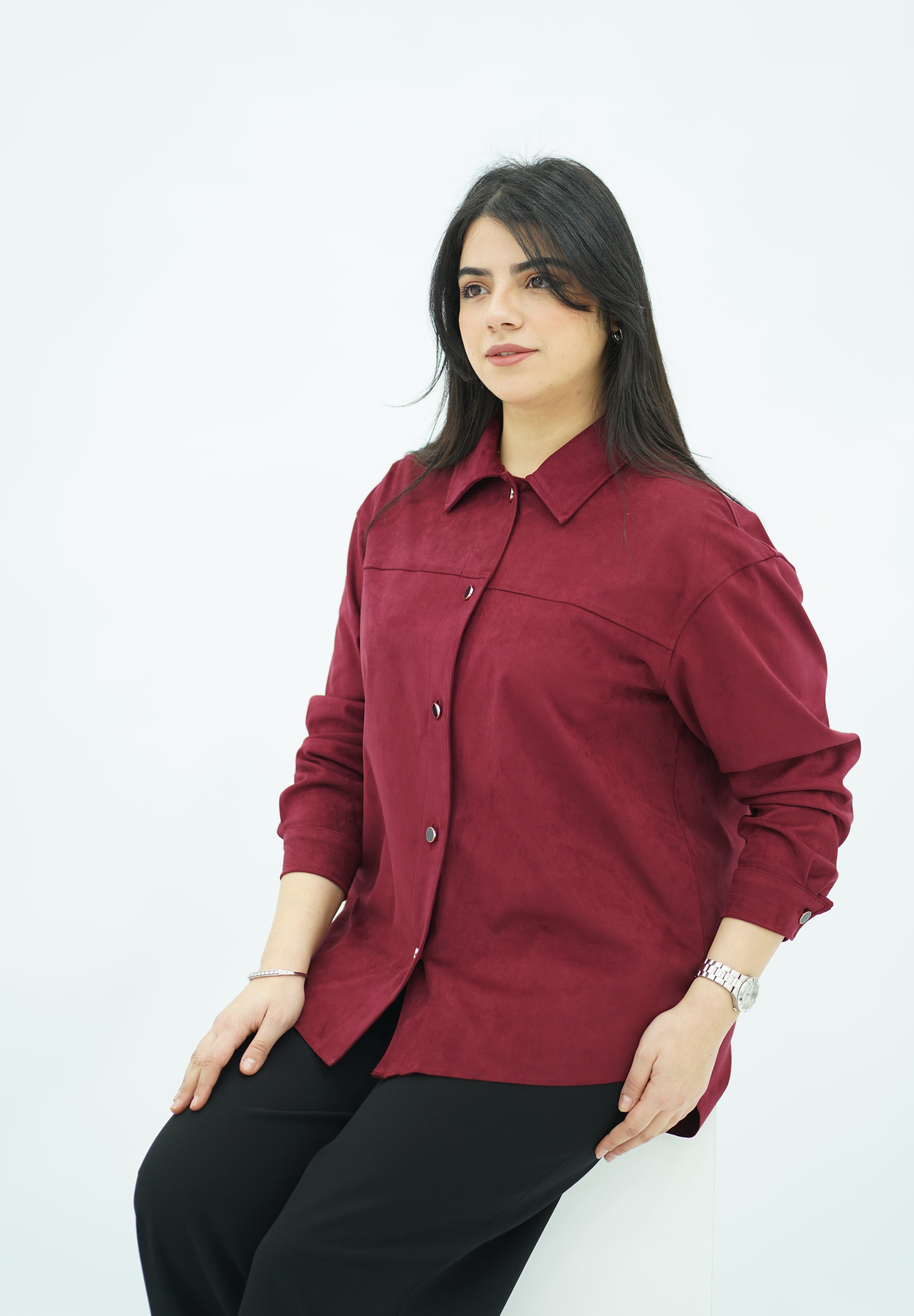 Surchemise Faux Daim Bordeaux
