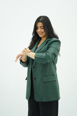 Veste en similicuir vert sapin