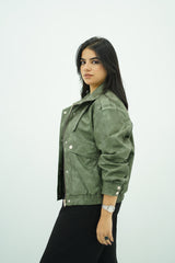 Bomber verte effet dégradé en similicuir