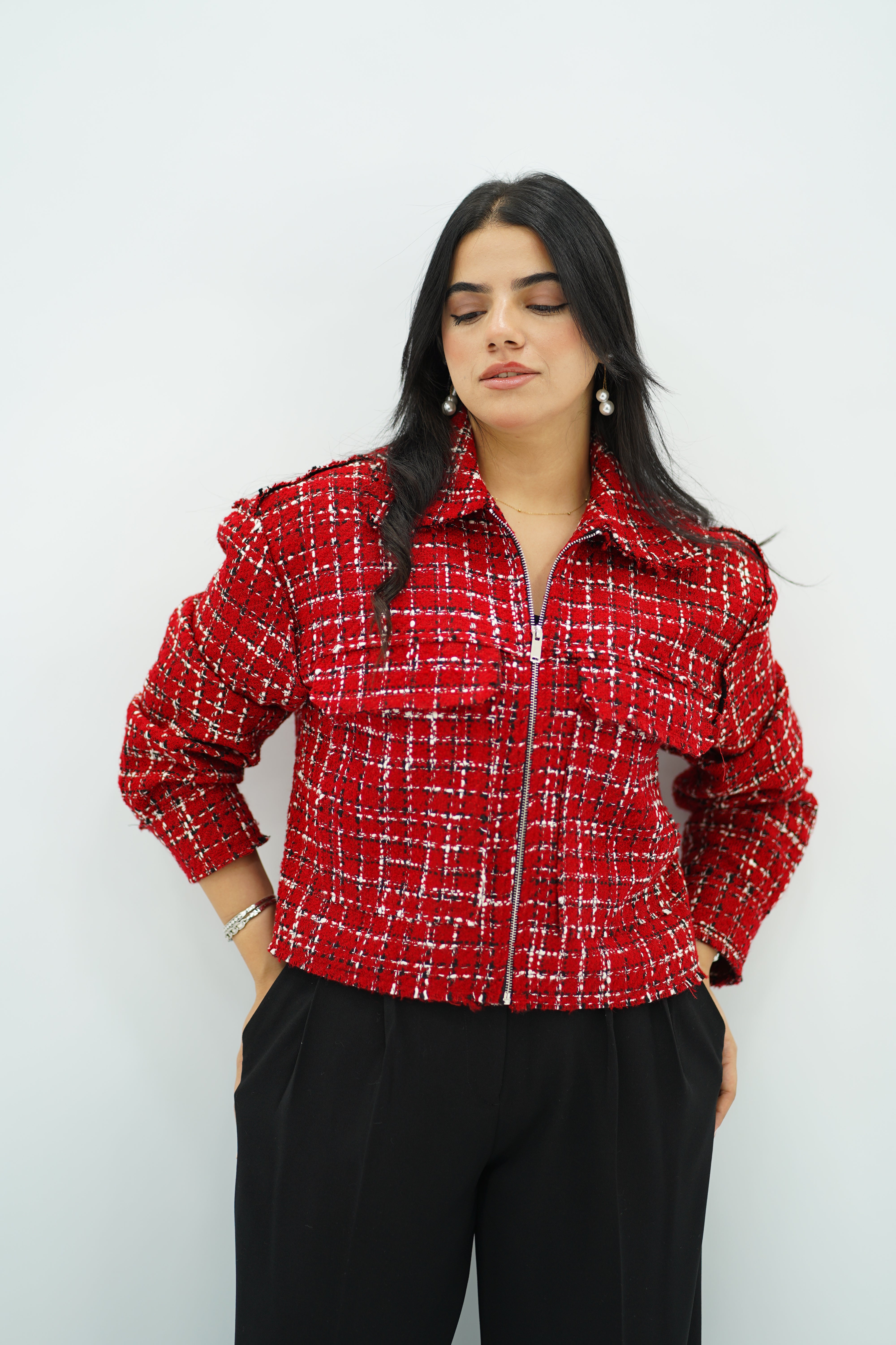 Bomber En tweed Rouge 🌹