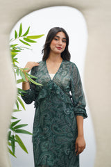 Robe fluide imprimée - Verte 🍀