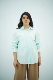 Chemise Bleu Turquoise Rayée