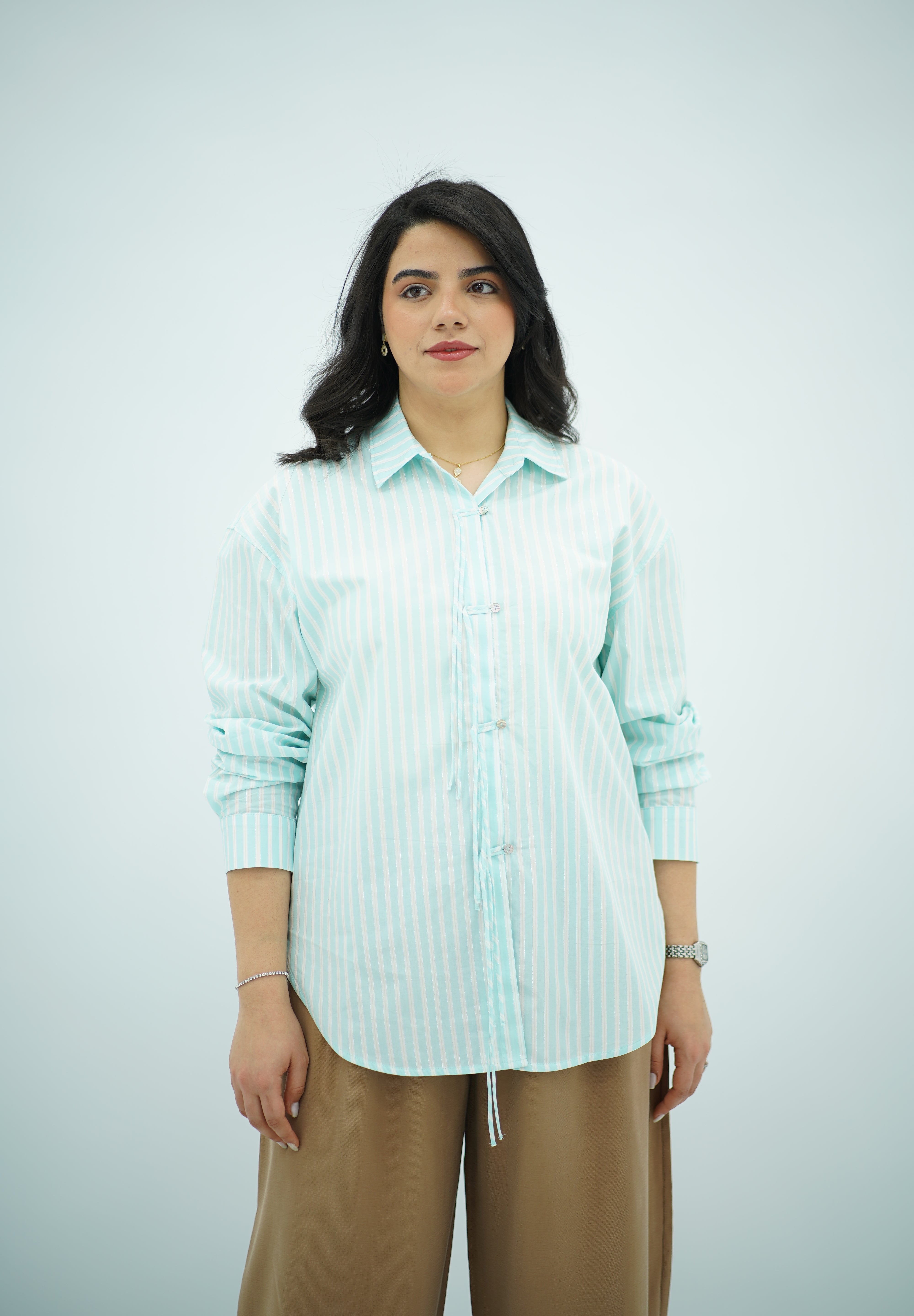 Chemise Bleu Turquoise Rayée