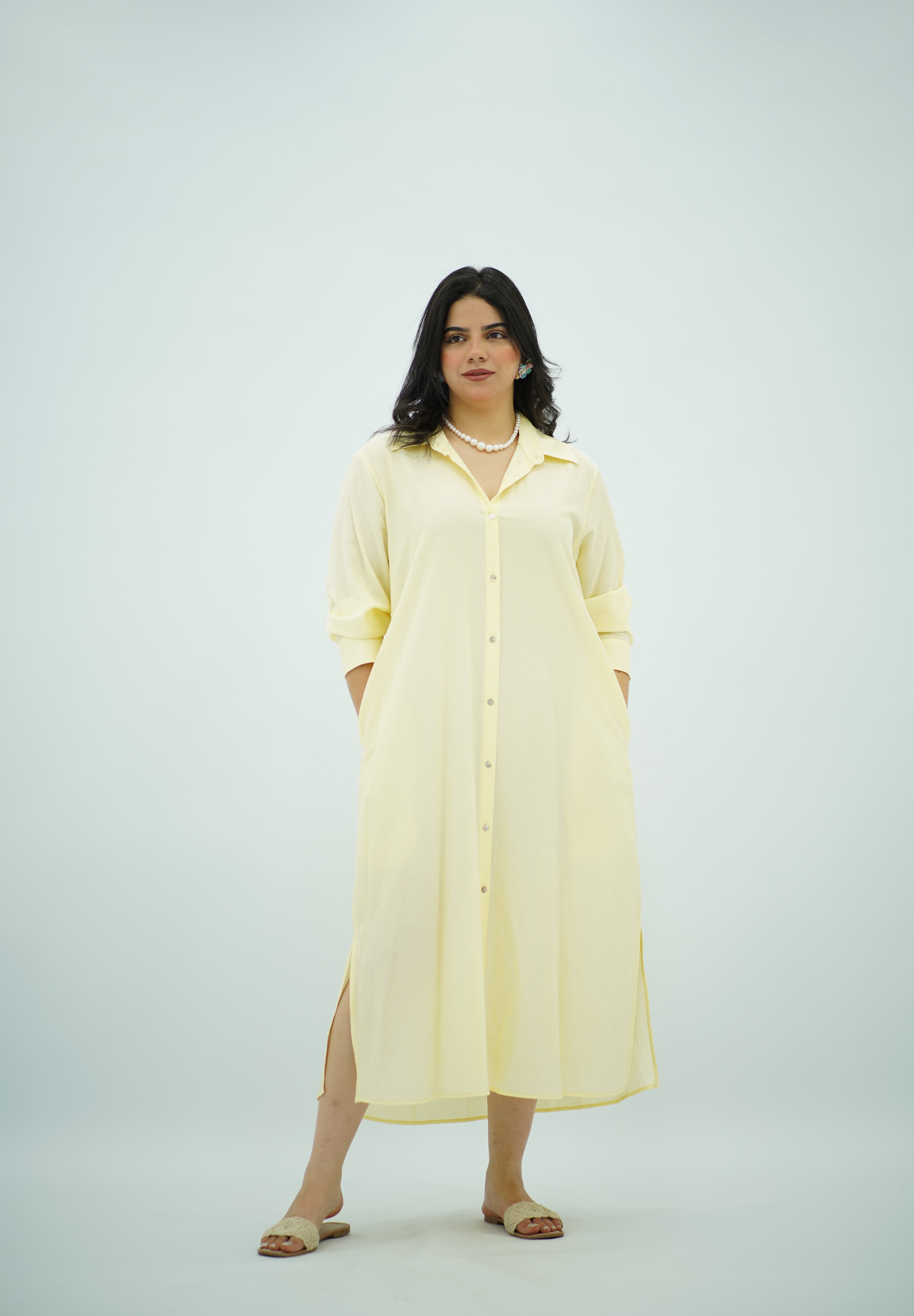 Robe fluide jaune pastel