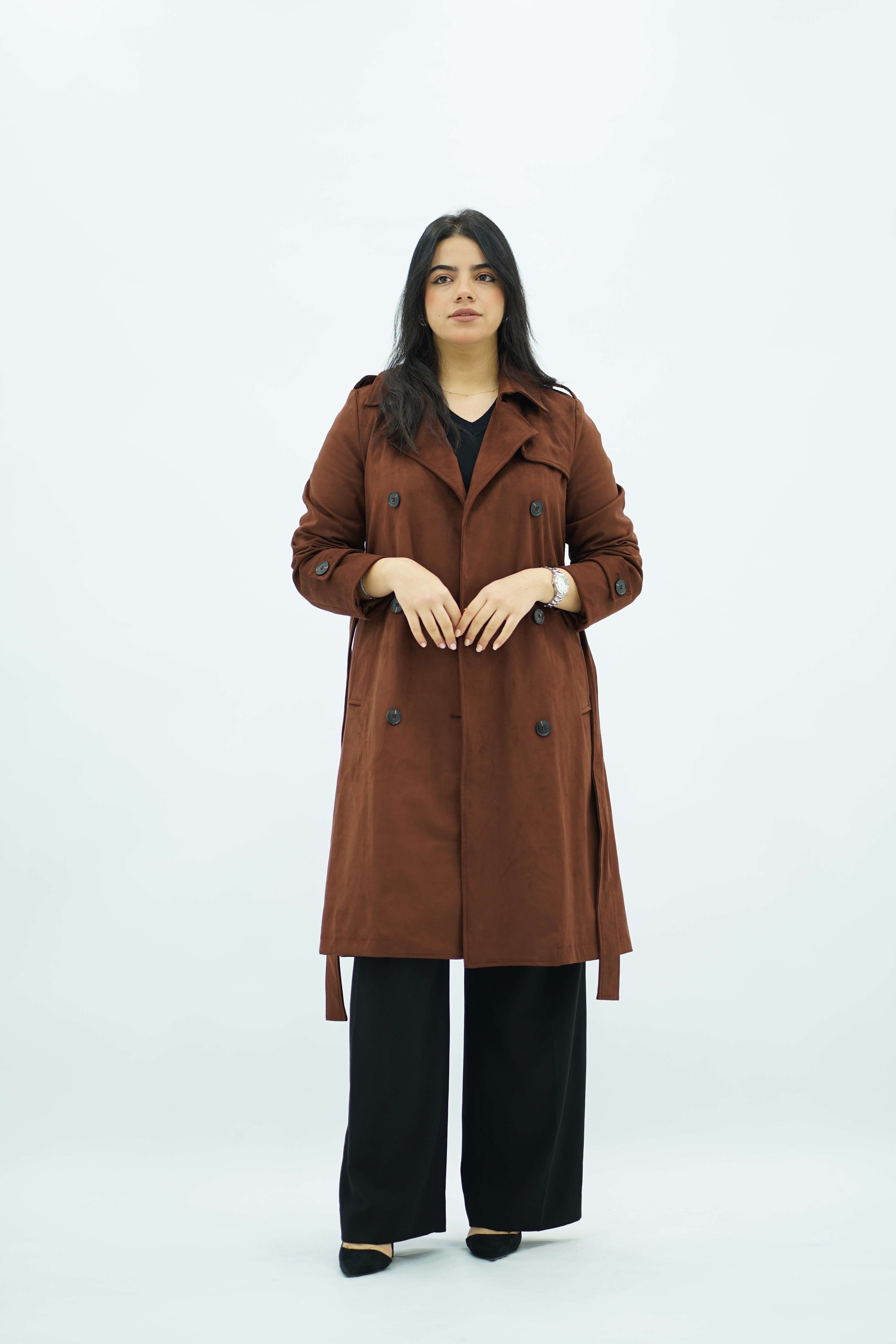 Trench Mi-Long en faux daim