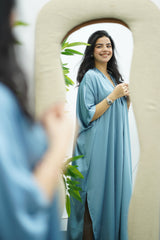 Robe Gandoura - bleu ciel brillant