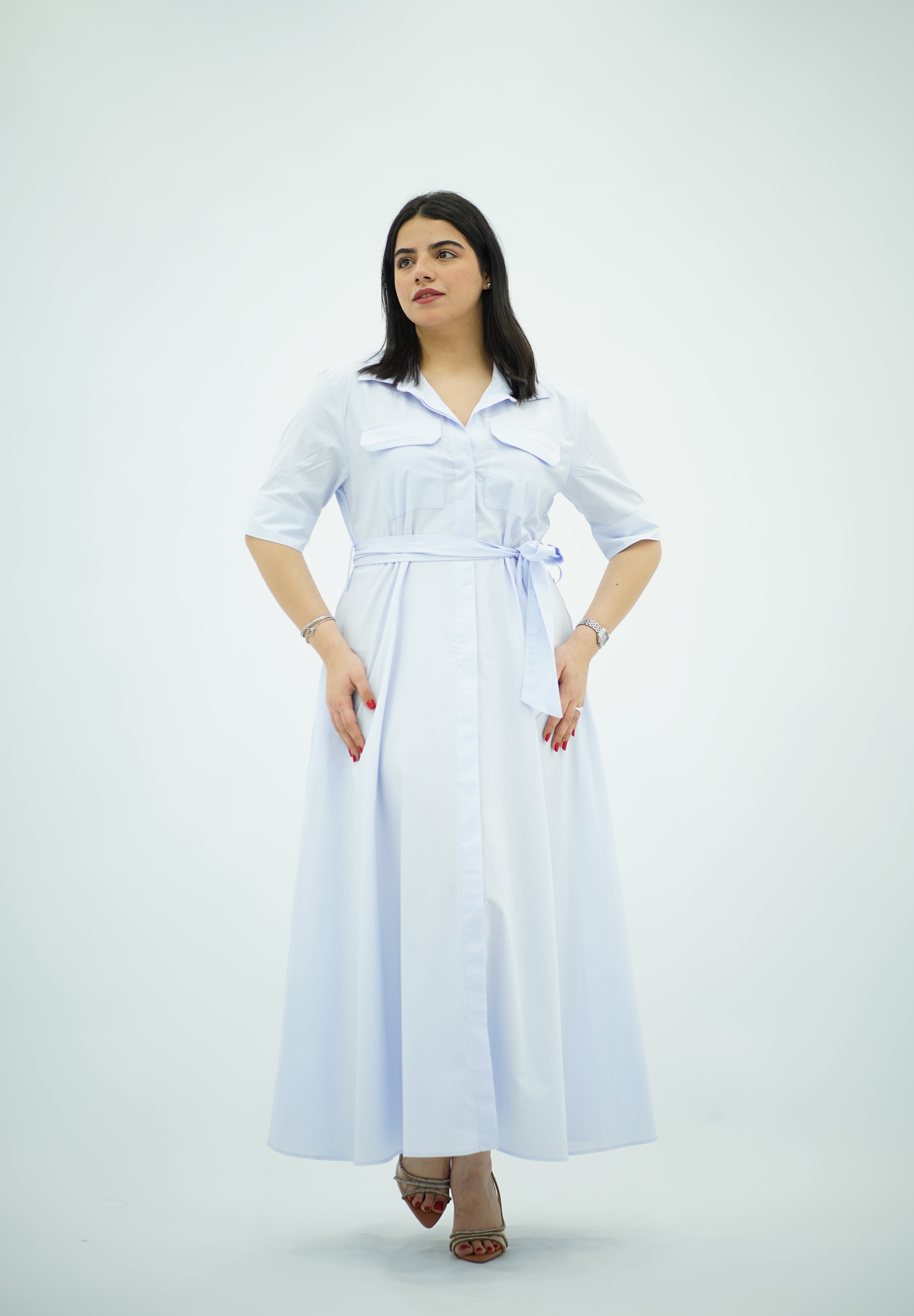 Robe Longue Chemise Bleu Ciel