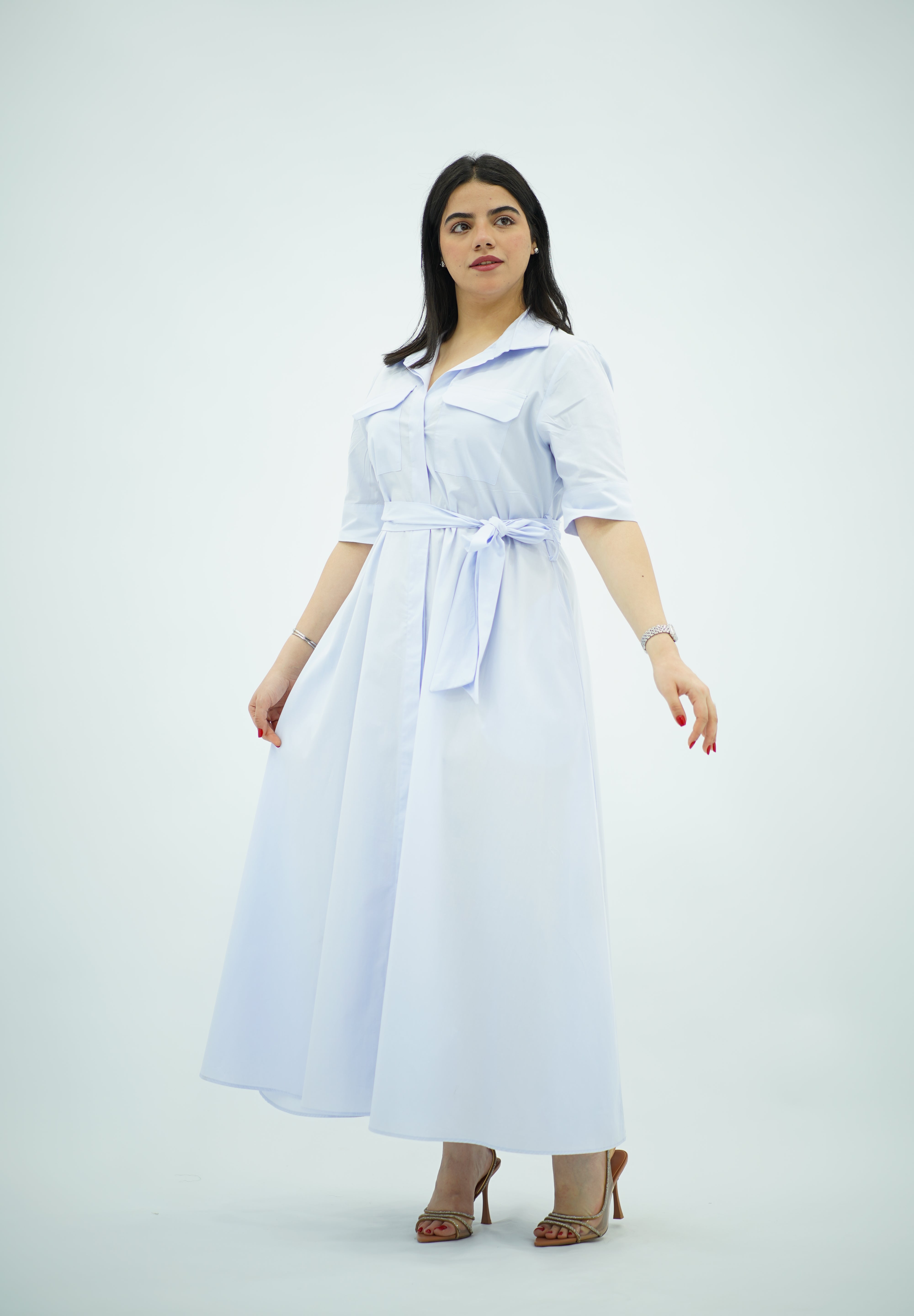 Robe Longue Chemise Bleu Ciel