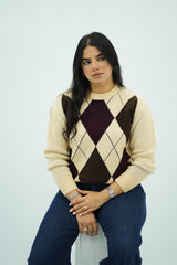 Pull à motifs losanges en maille