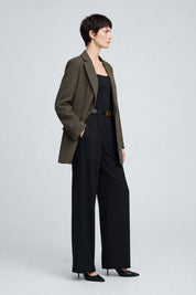 Veste Blazer Structurée Kaki Foncé