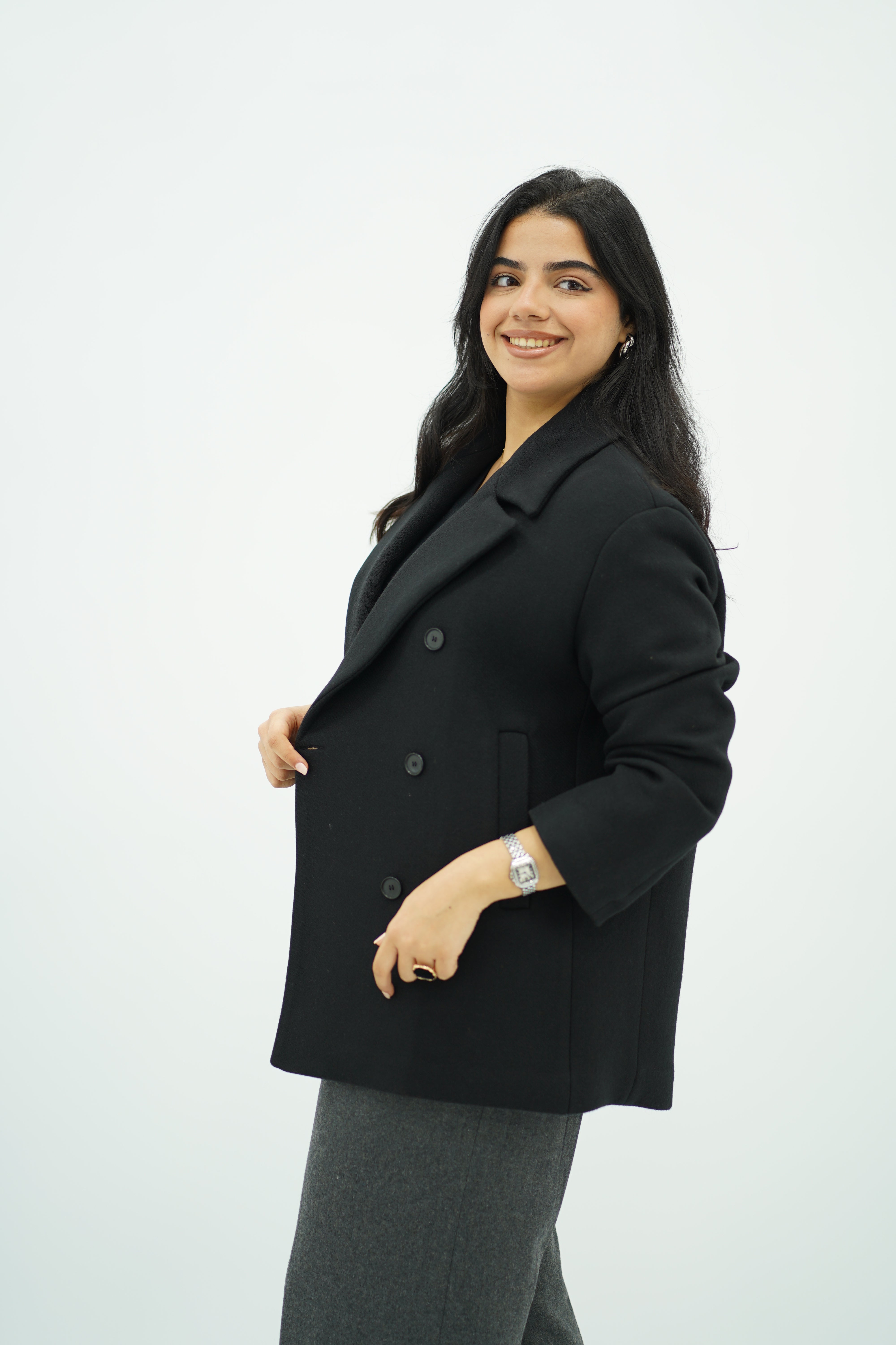 Manteau court à double boutonnage 🖤