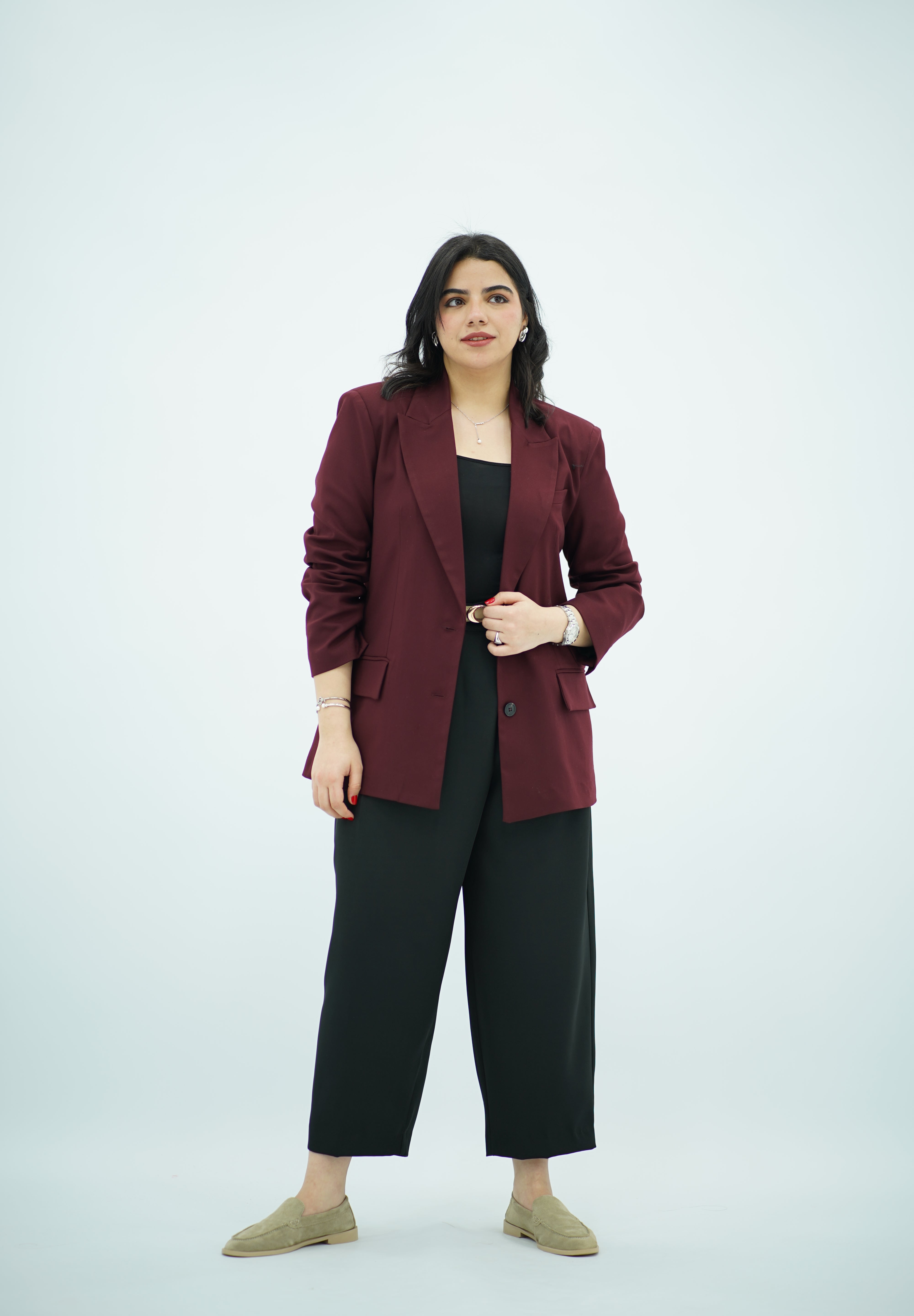 Blazer Bordeaux avec Fente Dorsale