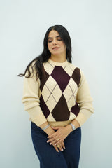 Pull à motifs losanges en maille