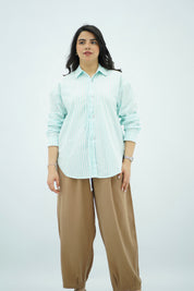 Chemise Bleu Turquoise Rayée