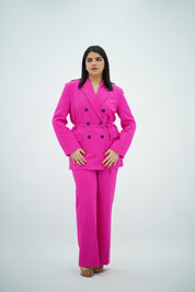 Tailleur Fuchsia Vif Ceinturé