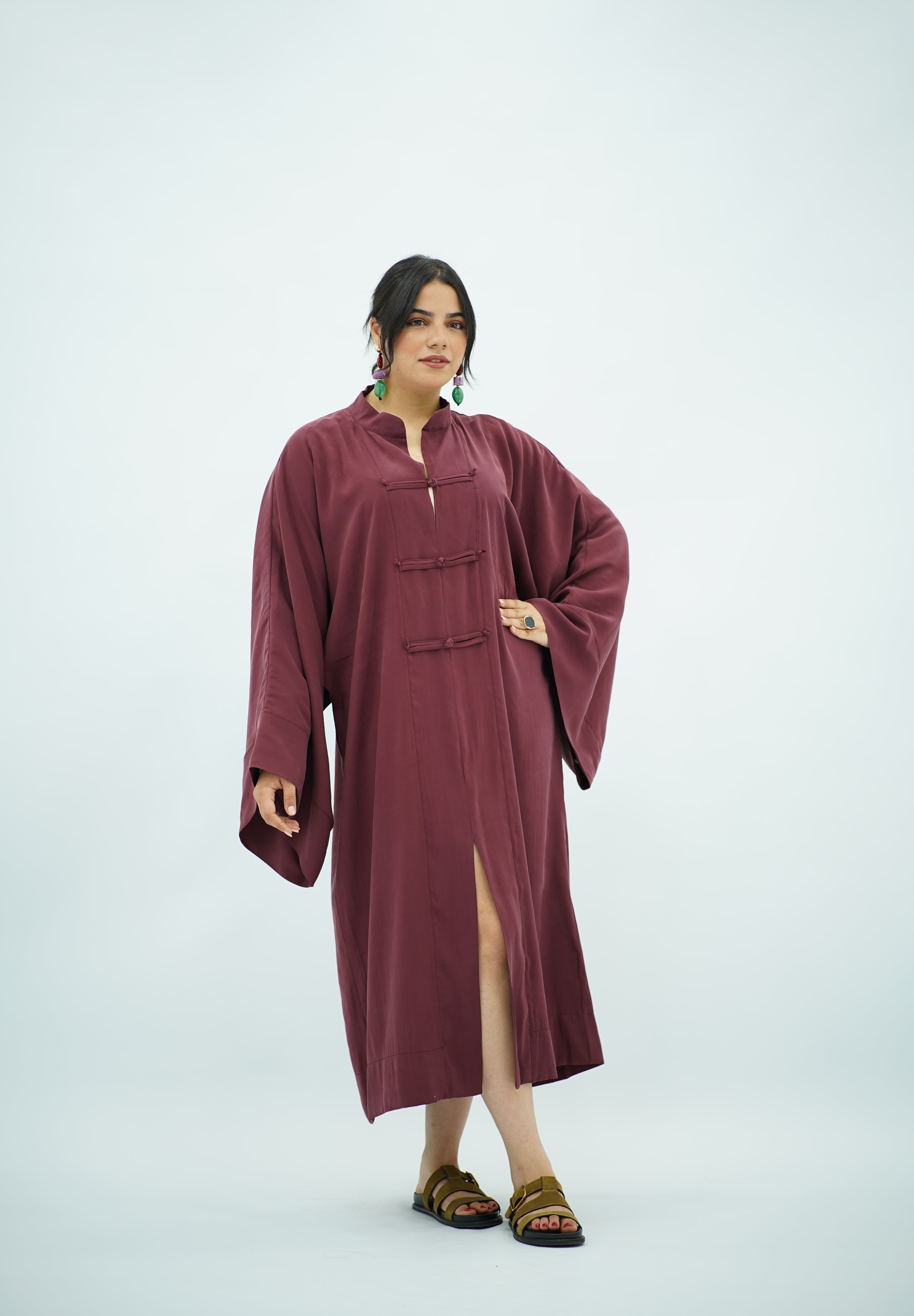 Gandoura Bordeaux en Tencel
