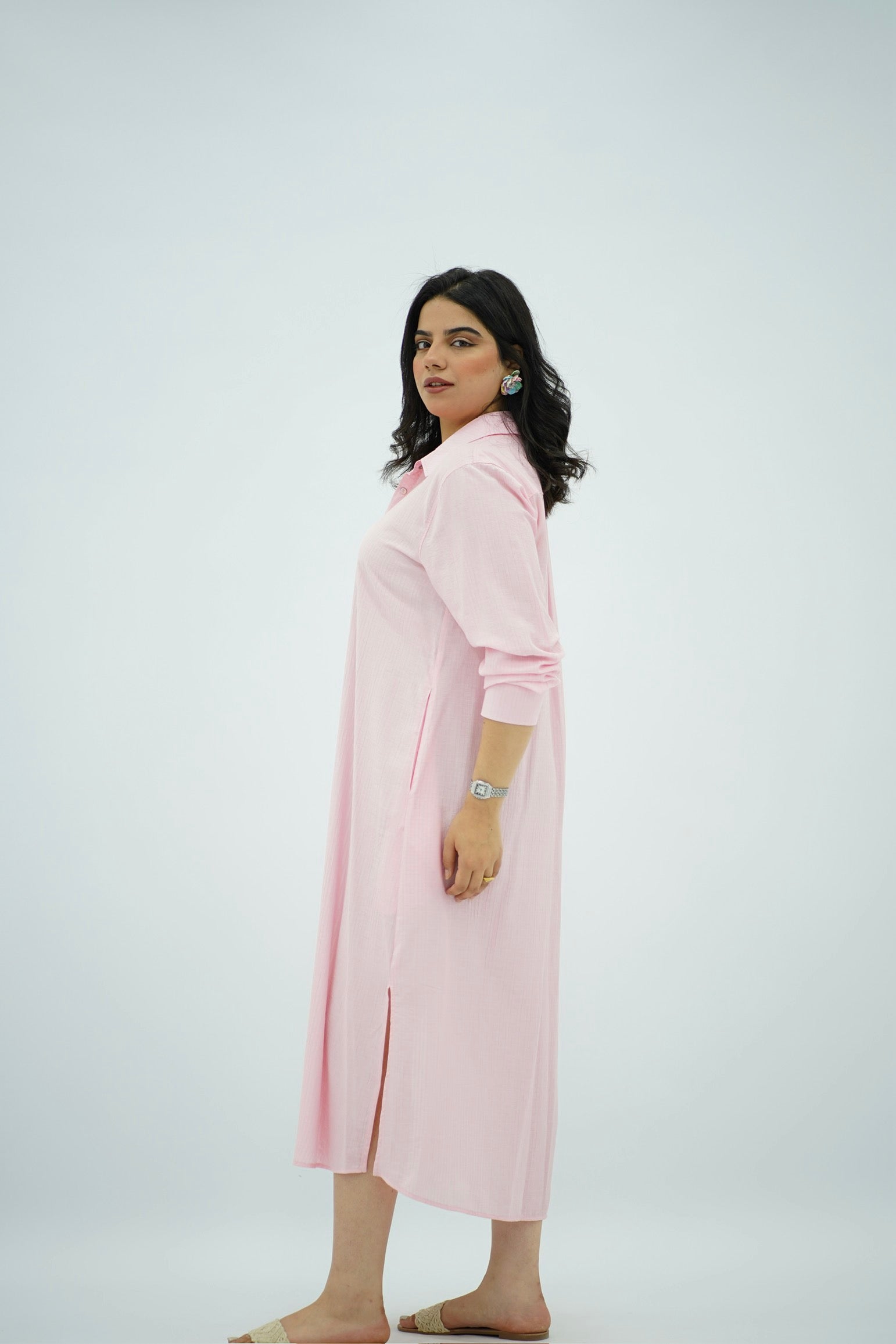 Robe chemise fluide Rose