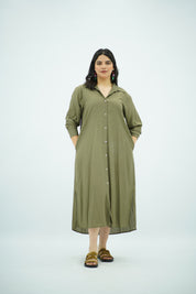 Robe chemise fluide Vert kaki