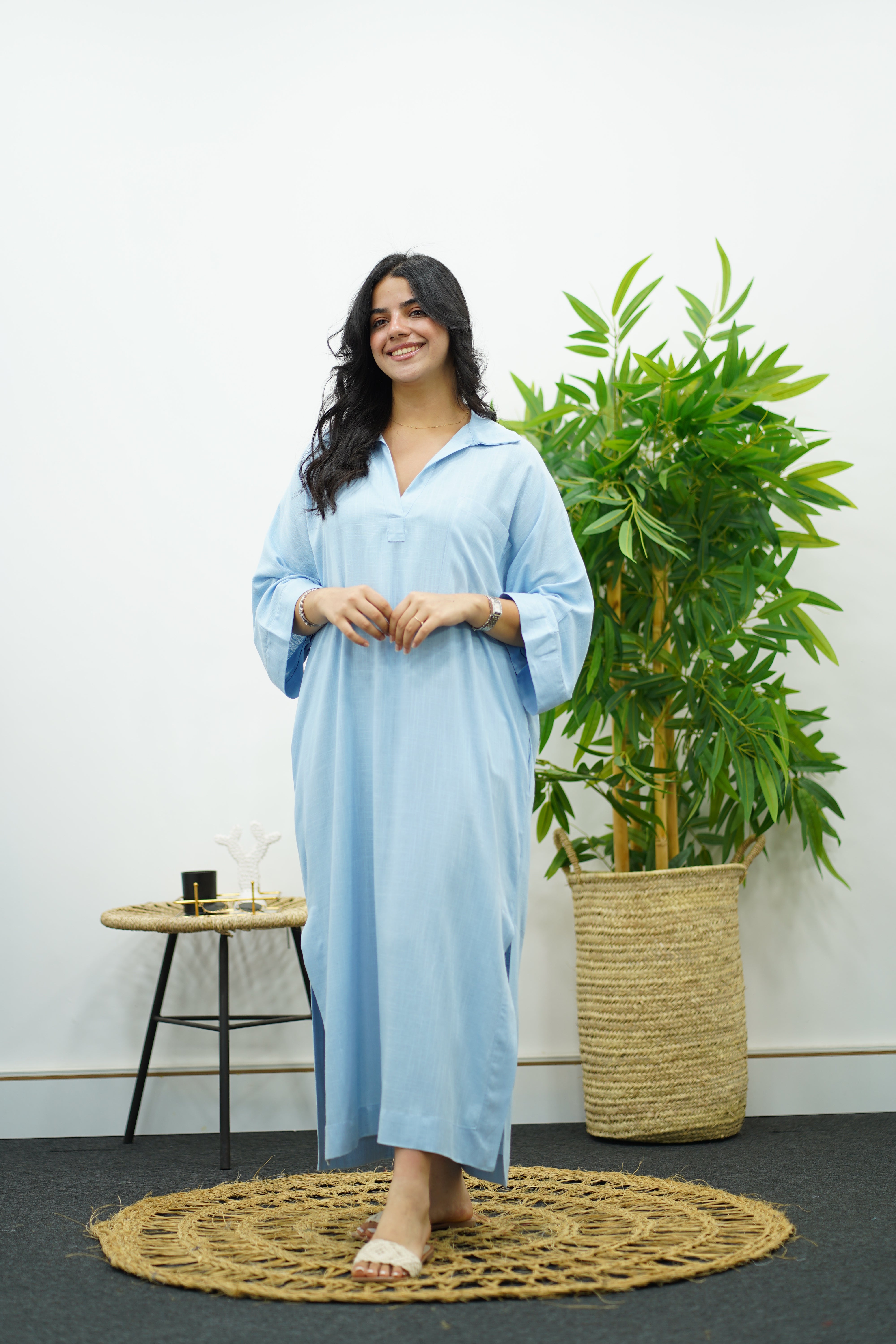 Robe Gandoura décontractée bleu ciel