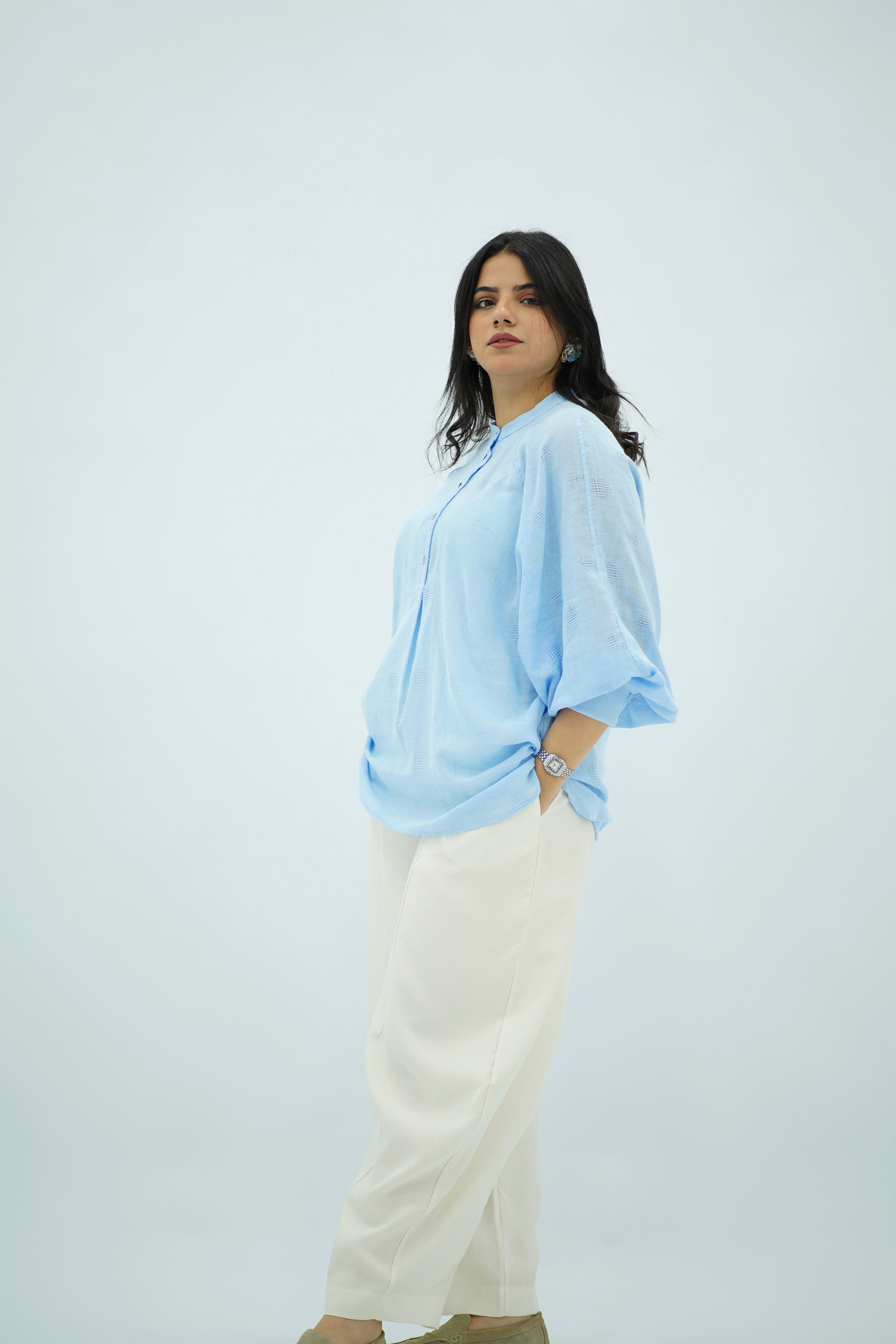 Chemise en lin Bleu ciel