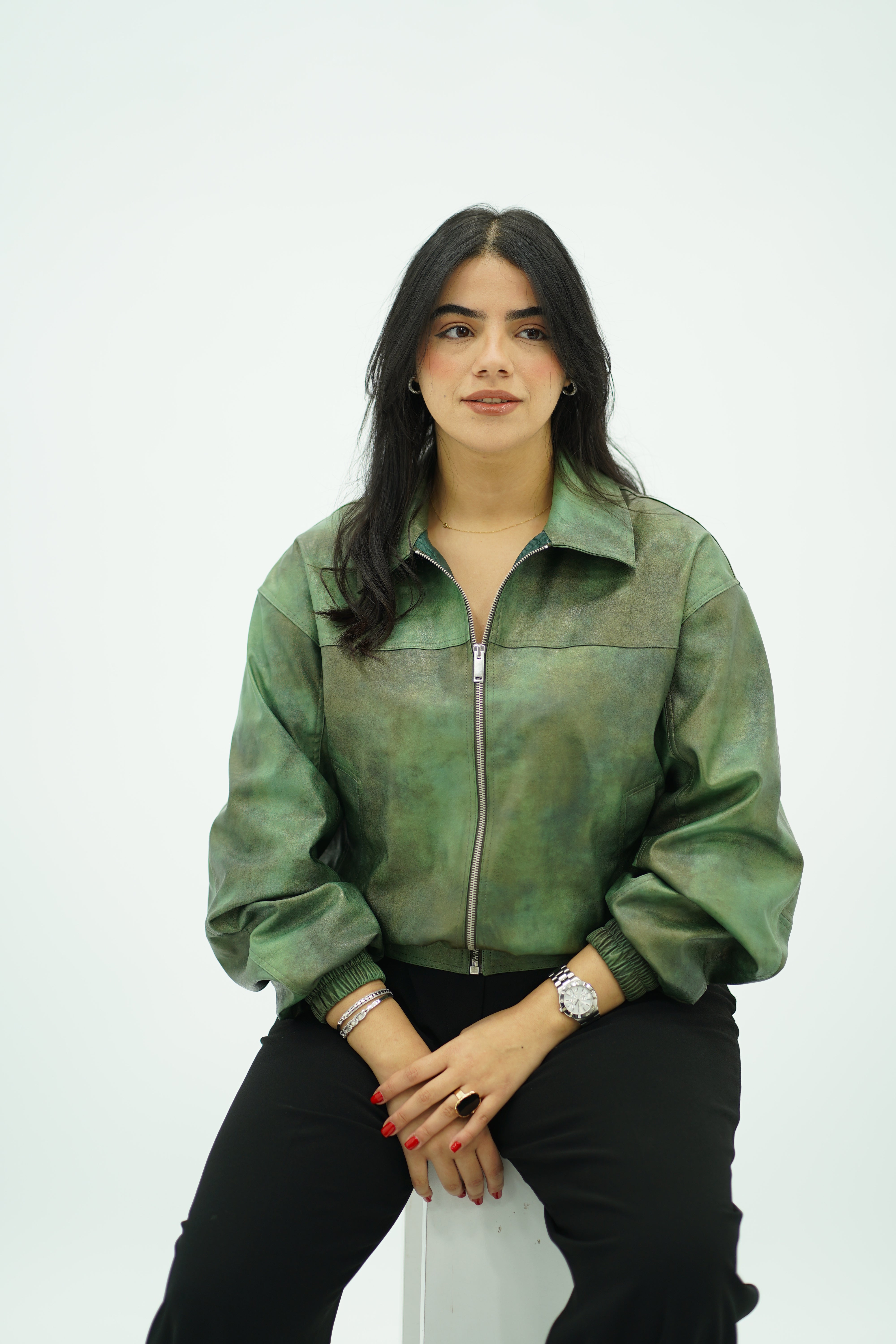 Bomber en similicuir Verte 🍀