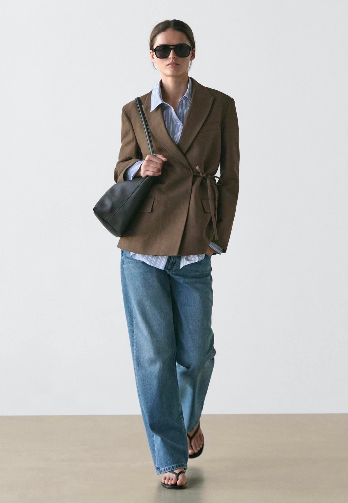 Veste cache-cœur en lin vert olive