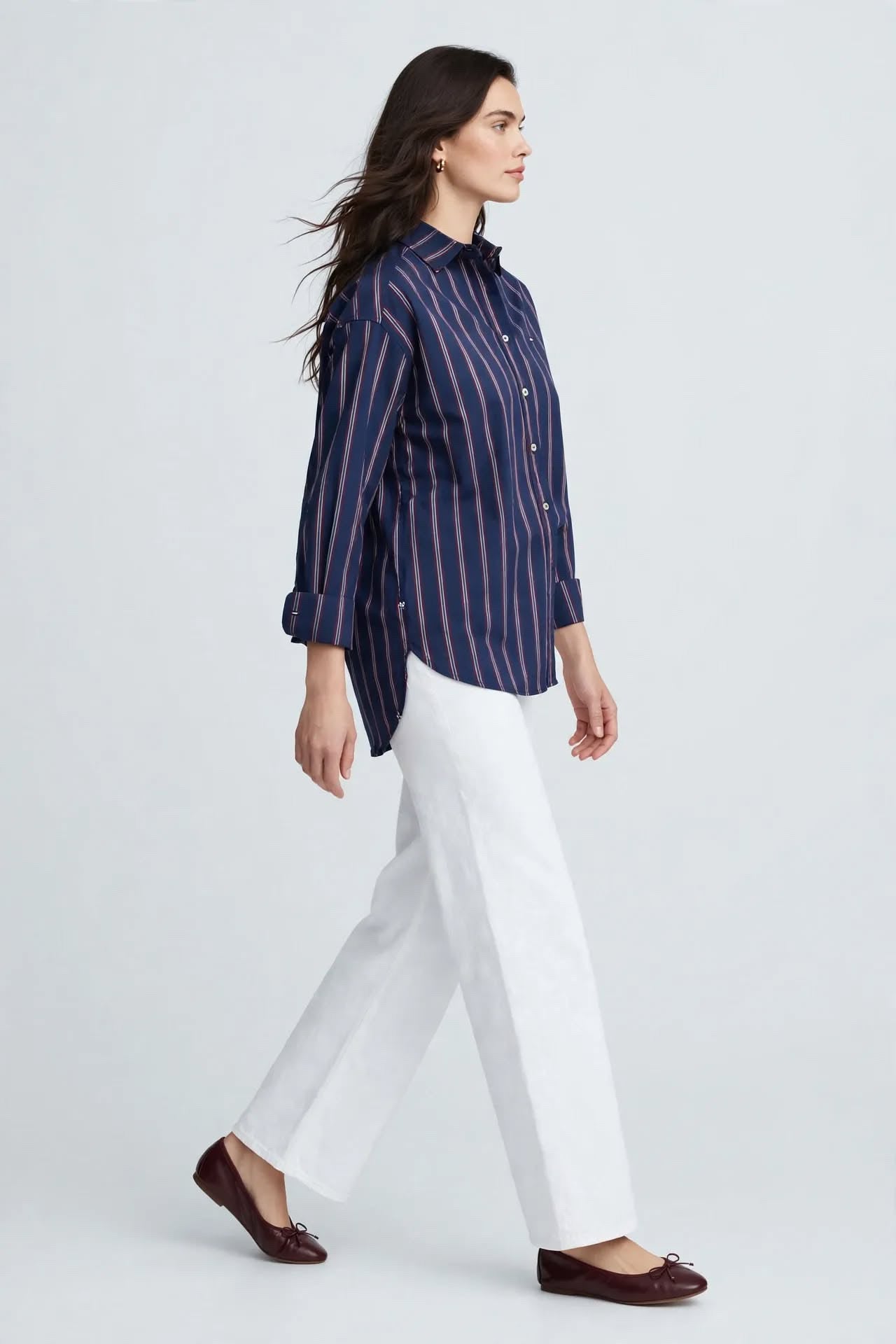 Chemise rayée bleu marine