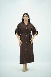 Robe Chemise en lin Longue – Marron