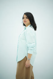 Chemise Bleu Turquoise Rayée