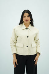 Trench Court Écru à Boutons Noirs