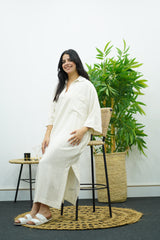 Robe Gandoura en crêpe - Blanc cassé