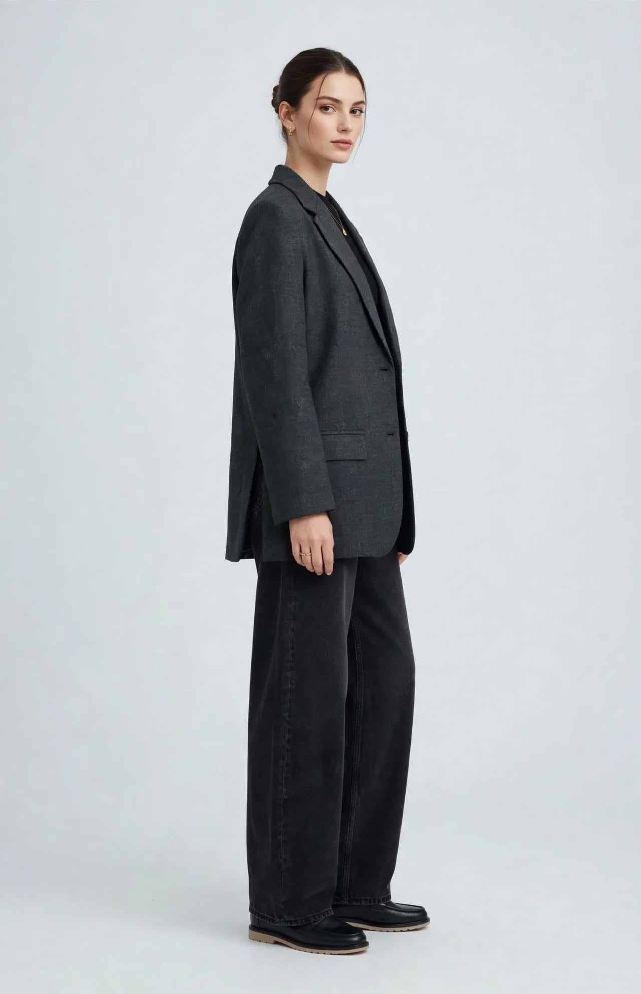 Blazer Gris Anthracite à Fentes Latérales