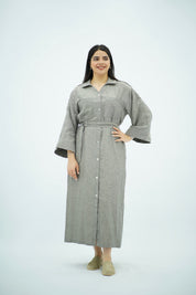Robe Gris Longue En lin