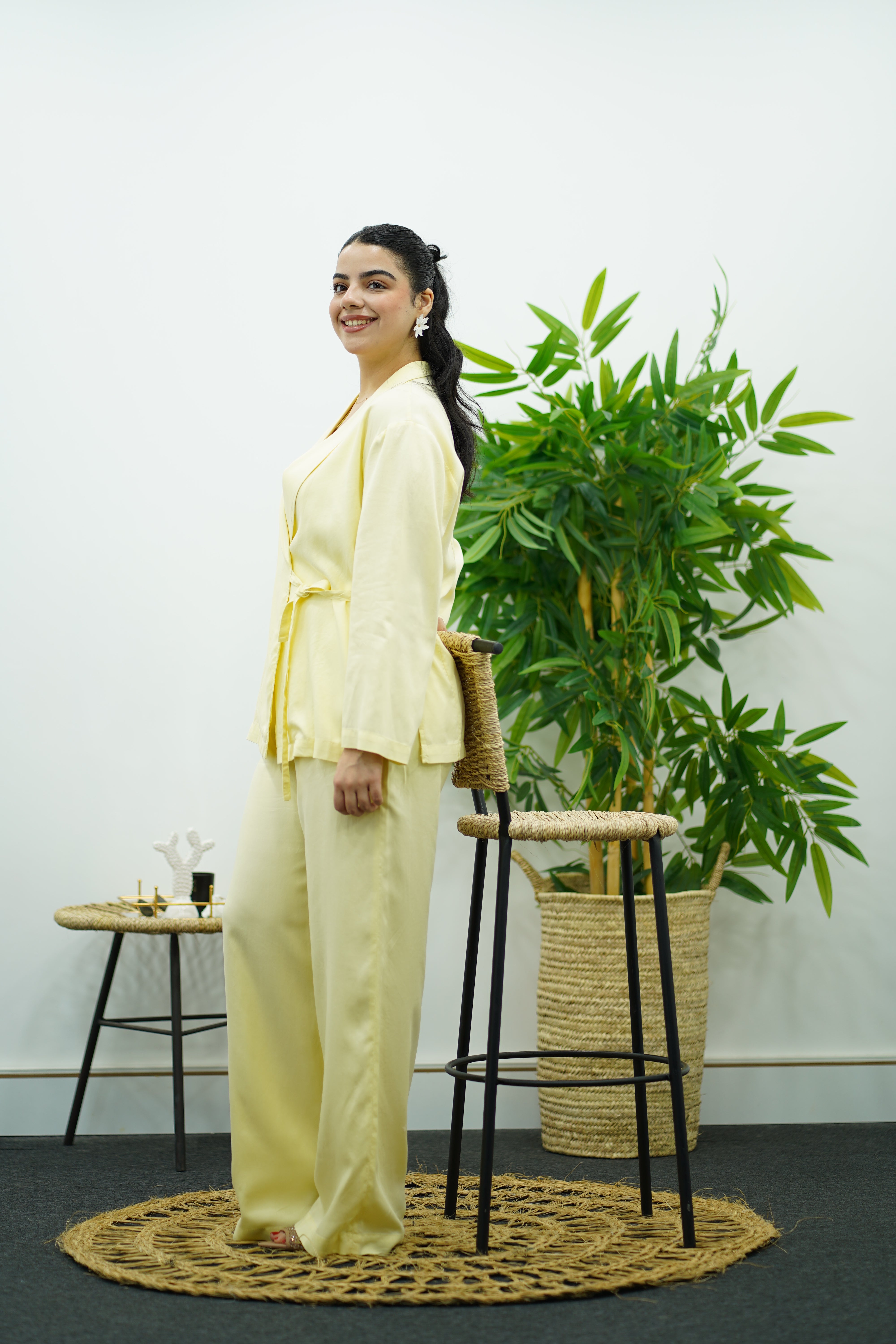Ensemble fluide - jaune pastel