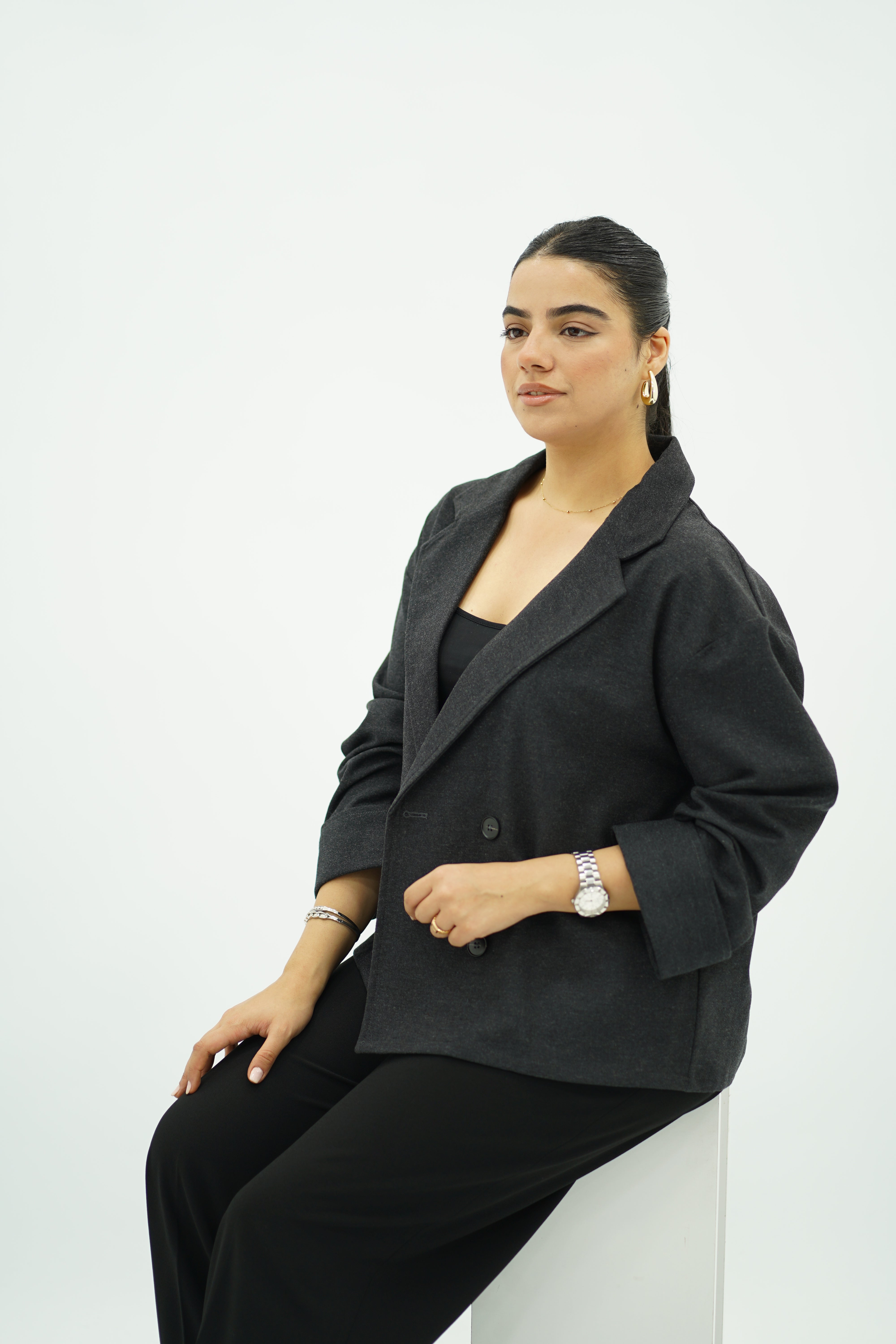 Veste courte oversize Gris